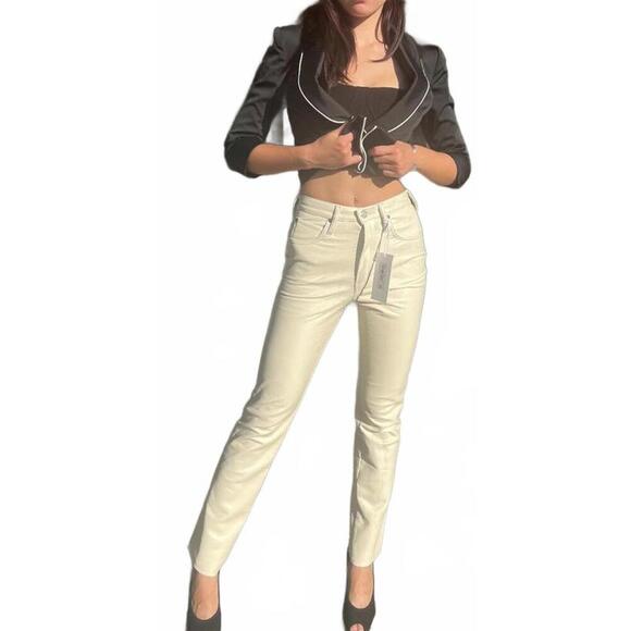 Frame Women’s High N’ Tight Straight Leather Pants – Size 24 - Picture 1 of 4